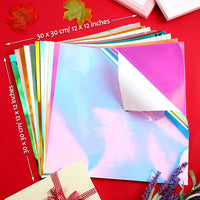 Hojas de vinilo adhesivo holográfico de Navidad con cinta de papel de transferencia para cortador de manualidades, 12.0 x 12.0 in, 11 unidades - Arteztik

