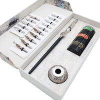 GC QUILL - Juego de bolígrafos de caligrafía de madera con 16 puntas de inmersión, 3 botellas de tinta y 1 soporte para bolígrafo, juego de caligrafía para principiantes - MU-04 - Arteztik
