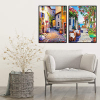 Juego de 2 kits de pintura de diamante 5D con números para adultos, niños, principiantes, Mediterráneo, paisaje europeo, decoración de pared del hogar, 12 x 16 pulgadas - Arteztik
