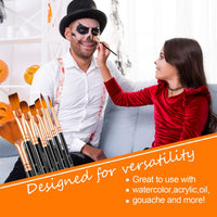 Juego de pinceles de pintura acrílica para manualidades, 12 pinceles profesionales para pintura de artistas, kit para pintura de maquillaje facial para niños, pintura acrílica, acuarela, aceite, roca, lienzo, pinceles de pintura de Halloween - Arteztik
