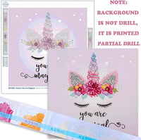 Kit de pintura de diamante para adultos 5D pintura con diamantes DIY, unicornio, usted es mágico pintura por número con Gem Art Drill y Dotz Diamond Painting Kits para niños 12" x 12" - Arteztik
