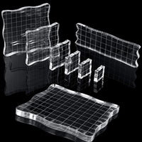 7 piezas de bloques de sellos de acrílico transparente con cuadrícula y agarre, bloques de sellos decorativos para álbumes de recortes, manualidades, manualidades y adornos - Arteztik
