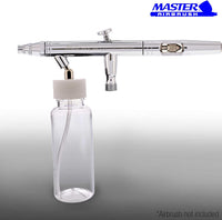 Master Airbrush (paquete de 10) TB-009 Botellas de plástico vacías de 3.4 onzas (100 cc) con adaptador de ángulo inferior de 30° – Se adapta a aerógrafos de alimentación de sifón de doble acción, uso con Master Badger Paasche Iwata - Arteztik
