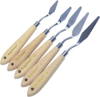 AebDerp 5 piezas de mango de madera para pintar cuchillos, rascador de pintura al óleo, pala, paleta de pintura, cuchillo para principiantes, herramientas de pintura - Arteztik
