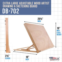 U.S. Art Supply - Tabla de dibujo de madera ajustable para artistas, 24.8 in de ancho x 18.9 in de alto (A2), 11.0 in de ancho x 13.8 in de alto y 36 colores de acuarela. - Arteztik
