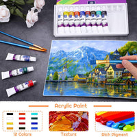 Shynek - Juego de pintura infantil de 38 piezas con lienzo de 3.1 x 3.9 in, caballete para mesa, pinceles para pintura de niños, paleta de pintura y pintura - Arteztik
