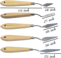 AebDerp 5 piezas de mango de madera para pintar cuchillos, rascador de pintura al óleo, pala, paleta de pintura, cuchillo para principiantes, herramientas de pintura - Arteztik
