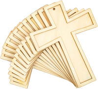 Cruz de madera sin terminar con cuerda dorada para proyectos de bricolaje (12 unidades) - Arteztik
