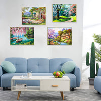 ARTDOT - Juego de 4 kits de pintura de diamante 5D para adultos, kit de pintura de diamantes de imitación de cristal para perforación completa, arte para decoración de pared del hogar, regalo de 12 x 16 pulgadas - Arteztik
