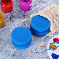 Esponja aplicadora de pintura de 6 piezas, esponja azul con detalles circulares, con 3 bolsas de almacenamiento de malla para colgar bolsas secas para proyectos de manualidades - Arteztik
