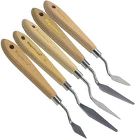 AebDerp - Juego de 5 cuchillos de pintura al óleo, pala de pintura, cuchillo con mango de madera para estudiantes - Arteztik
