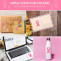 300 piezas de calcomanías de cinta rosa para concienciación sobre el cáncer de mama, 12 unidades de pulseras de goma para eventos de caridad, suministros para fiestas - Arteztik
