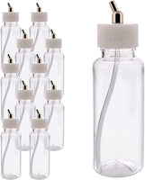 Master Airbrush (paquete de 10) TB-009 Botellas de plástico vacías de 3.4 onzas (100 cc) con adaptador de ángulo inferior de 30° – Se adapta a aerógrafos de alimentación de sifón de doble acción, uso con Master Badger Paasche Iwata - Arteztik
