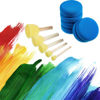 9 Pieces Paint Sponges Set, Including 5 Pieces Round Paint Sponges Wooden Handle Painting Applicator, 5 Sizes and 3 Pieces Round Sponge and Mesh Storage Bag for DIY Painting - Arteztik
