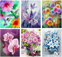 SIIYIX 6 juegos de pintura de diamantes 5d por números, kits de flores de punto de cruz para adultos, niños, regalos de inauguración de la casa, pájaros florales para decoración de pared del hogar, 12 × 16 pulgadas (un paquete de 6 juegos) - Arteztik
