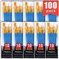 Juego de pinceles de pintura Aroic, 10 paquetes/100 piezas, cabeza de cepillo de nailon, apto para pintura al óleo y acuarela, perfecto para pintura artística, el mejor regalo para entusiastas de la pintura. - Arteztik
