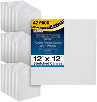 US Art Supply - Lienzo estirado sin ácido, 12.0 x 12.0 in, 7 unidades, 3/4 perfiles, imprimado, Gesso (paquete de 7 lienzos) - Arteztik
