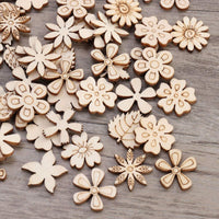 SUPVOX - 100 discos de madera con forma de flor sin acabar, adornos para manualidades - Arteztik
