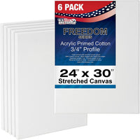 U.S. Art Supply 24 x 30 pulgadas lienzo estirado, 12 onzas imprimado, paquete de 6 unidades, color blanco profesional de 0.7 in, peso pesado, sin ácidos, pintura acrílica, pintura al óleo - Arteztik
