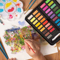 Frunsi - Juego de pintura de acuarela portátil con 36 colores surtidos de acuarela, kit de viaje con cepillo de agua, papel de acuarela, pigmentos de acuarela, ideal para niños, principiantes, artistas, aficionados - Arteztik
