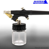Master Airbrush (paquete de 10) TB-003 Botellas vacías de 3/4 onzas (22cc) con tapa adaptador de ángulo inferior de 60° – Se adapta a aerógrafos de alimentación de sifón de una sola acción, uso con Master Badger Paasche, Iwata - Arteztik

