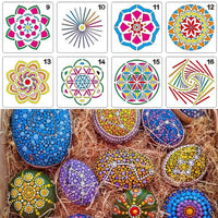 Mandala Juego de herramientas de punto, mandala rocas kits de pintura con mandala punto plantilla de pintura, mandala kit de herramientas de pintura para pintar rocas, arcilla cerámica artesanía, colorear, dibujo, Nail Art pintura (33 piezas) - Arteztik
