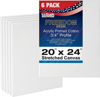 U.S. Art Supply 20 x 24 pulgadas lienzo estirado, 12 onzas, imprimado, paquete de 6 unidades, color blanco profesional de 0.7 in, peso pesado, sin ácidos gesos, pintura acrílica, pintura al óleo, 3 - pack, paquete de de 3 - Arteztik
