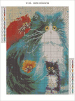 Kit completo de pintura de diamante cuadrada para bricolaje, con diseño de gatos, con diamantes de imitación, para decoración de pared - Arteztik
