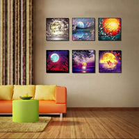 XPCARE - Juego de 12 kits de pintura de diamante 5d, redondos, perforación completa, acrílico, bordado, punto de cruz, para decoración de pared del hogar, luna (lienzo de 12.0 x 12.0 in) - Arteztik
