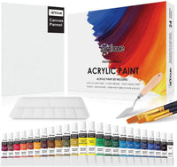 Articue - Juego de pintura acrílica de 24 colores con lienzo, pinceles, paleta y cuchillo, un kit completo de pintura en lienzo para adultos y adolescentes - Arteztik
