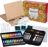 Juego de pintura acrílica MEEDEN de 48 piezas, kit de pintura de lujo con caballete de madera de haya, pinturas acrílicas de 24 x 0.4 fl oz, 12 pinceles acrílicos y suministros de arte adicionales para artistas, principiantes y adolescentes - Arteztik

