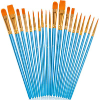 Juego de pinceles de pintura acrílica, 20 unidades, pinceles de pintura para pintura acrílica, óleo, acuarela, pintura de carrocería para Halloween, calabaza, roca, miniatura, suministros de manualidades para adultos y niños - Arteztik

