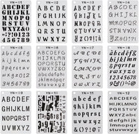 YUEAON 12 plantillas de letras y números para letras A5 Bullet Journal Suministros Scrapbooking Pintura Dibujo Artesanía -5 × 7 pulgadas - Arteztik
