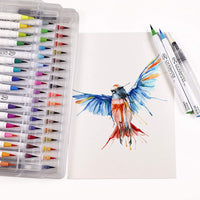 54 bolígrafos de acuarela, 15 páginas y vídeo en línea Tutorial Series de Chromatek. Punta de cepillo real. 4 pinceles de mezcla. Fácil de mezclar. Vivo. Liso. 50 colores únicos. Suministros de arte profesional. - Arteztik
