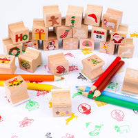 Konsait - 34 sellos de madera de Navidad con almohadilla de tinta de colores, sello de goma de madera de vacaciones Cavalli mini sellos con dibujo para colorear lápiz de arte suministros para tarjetas de felicitación - Arteztik
