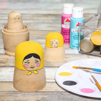 Juego de 5 muñecas de madera sin pintar para manualidades, pintura, 5 tamaños - Arteztik
