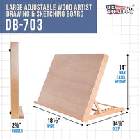 U.S. Art Supply - Tabla de dibujo de madera ajustable para artista, 18.0 in de ancho x 14.1 in (A3) - Arteztik
