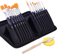GOTIDEAL Juego de pinceles de pintura para artistas, 15 pinceles surtidos con estuche de transporte portátil, paleta, esponja, apto para acrílico, acuarela, pintura al óleo y gouache, perfecto para niños y adultos - Arteztik
