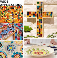 PH PandaHall 300 piezas de mosaico de vidrio chips de 10 colores cuadrados azulejos de mosaico para manualidades, placas, jarrones, marcos de fotos, macetas, joyas hechas a mano - Arteztik
