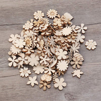 SUPVOX - 100 discos de madera con forma de flor sin acabar, adornos para manualidades - Arteztik
