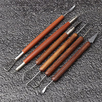 Fashion Road 6pcs arcilla esculpir herramientas de cerámica, mango de madera de doble cara Set para escultura de cerámica - Arteztik
