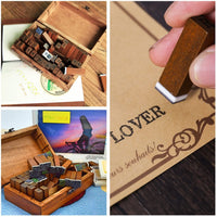 70 piezas alfabeto, sellos de goma de madera, juego de sellos con letras números y símbolos para hacer tarjetas, planificadores felices y suministros para álbumes de recortes - Arteztik
