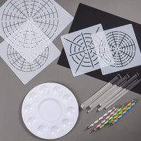Whaline 18 piezas Mandala Art Dotting herramientas incluyendo 4 plantillas Mandala, 8 varillas acrílicas, bandeja de pintura y 5 herramientas de doble cara Dotting Tools - Arteztik
