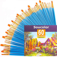Juego de pinceles de pintura acrílica, 6 paquetes/60 cepillos de nailon para todo tipo de usos para pintura al óleo, acuarela, artistas y kits profesionales. - Arteztik
