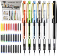 GCQUILL Juego de caligrafía pluma estilográfica 7 puntas de diferentes tamaños y 36 cartuchos de tinta surtidos kit para caligrafía letras – Juego completo de aprendizaje fácil para principiantes F736 - Arteztik
