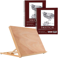U.S. Art Supply - Tabla de dibujo de madera ajustable para artista, tamaño grande de 25 a 5/8 pulgadas de ancho x 19 pulgadas de alto (A2) con encuadernación en espiral lateral de 11 pulgadas x 14 pulgadas – 60 libras (2 almohadillas) - Arteztik
