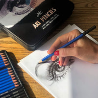 Juego de 72 lápices de arte con 15 bocetos, 24 colores al óleo, 24 acuarelas y 9 lápices de carbón. Para principiantes, adultos y profesionales. - Arteztik
