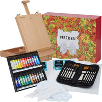 MEEDEN - Juego de 47 piezas de pintura acrílica, kit de pintura acrílica con caballete de madera de haya, pinturas acrílicas de 24 × 0.4 fl oz, 12 pinceles acrílicos y suministros de arte adicionales para artistas, aficionados y principiantes - Arteztik
