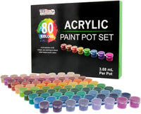 U.S. Art Supply - Juego de 80 botes de pintura acrílica de 0.1 fl oz, colores vivos para artistas, estudiantes, principiantes, pinturas de retrato en lienzo - Arteztik
