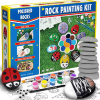 Kit de pintura de roca de castillo de bingo – grandes rocas pulidas de color blanco y gris para pintura, artes y manualidades para niños de 4 a 8 a 12 años de pintura acrílica 25 diseños de transferencia ocultar y buscar rocas de río regalos para niños y - Arteztik

